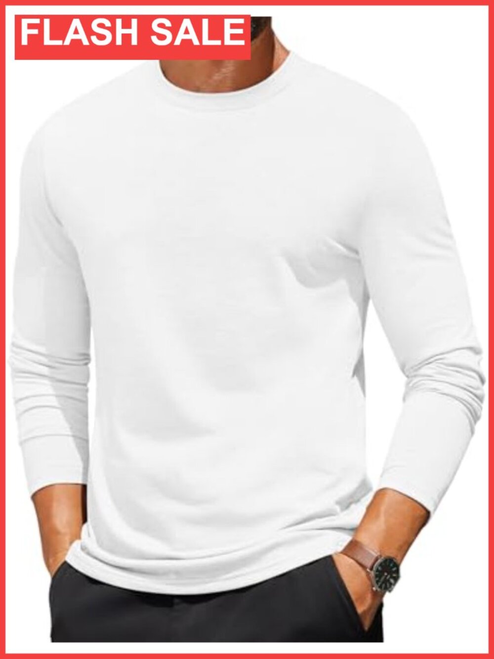 Men's Long Sleeve Crew Neck Casual Basic Tee Lightweight Pullover Shirt